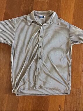 Vintage Positano Black and White Striped Button Down Short Sleeved Shirt